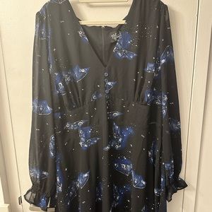 Hell Bunny bat astrological flowy long sleeve dress plus size 4XL